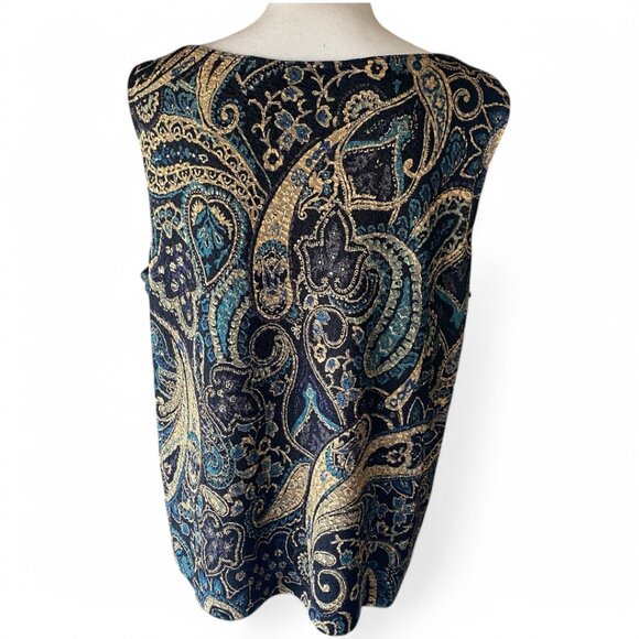 White Stag 90s Y2K Paisley Boho Romantic Whimsigoth Boxy Stretch Tank Top XL - Picture 4 of 9